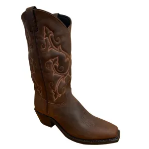 Abilene Ladies 12” Brown Cowhide Square Toe Boot 9074